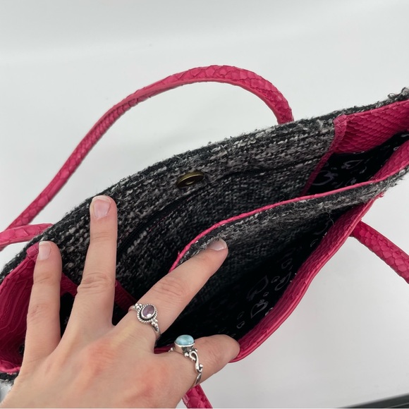 Princess Vera Wang Tote Bag Gray Pink Tweed Faux Leather - Picture 3 of 5